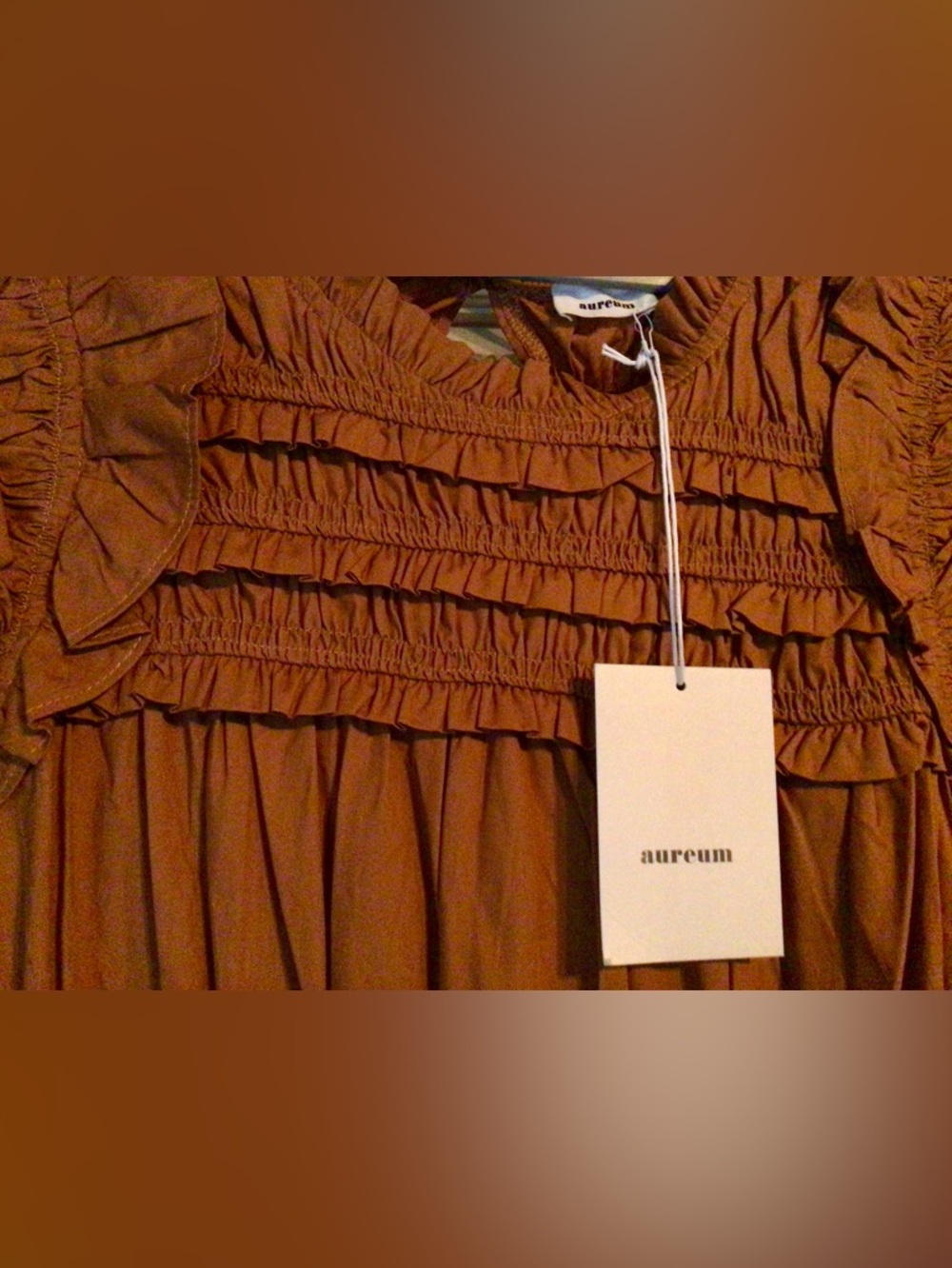 AUREUM / Rust Tiered Ruffle-Sleeve Maxi Dress Sz M - NWT - Picture 5 of 8
